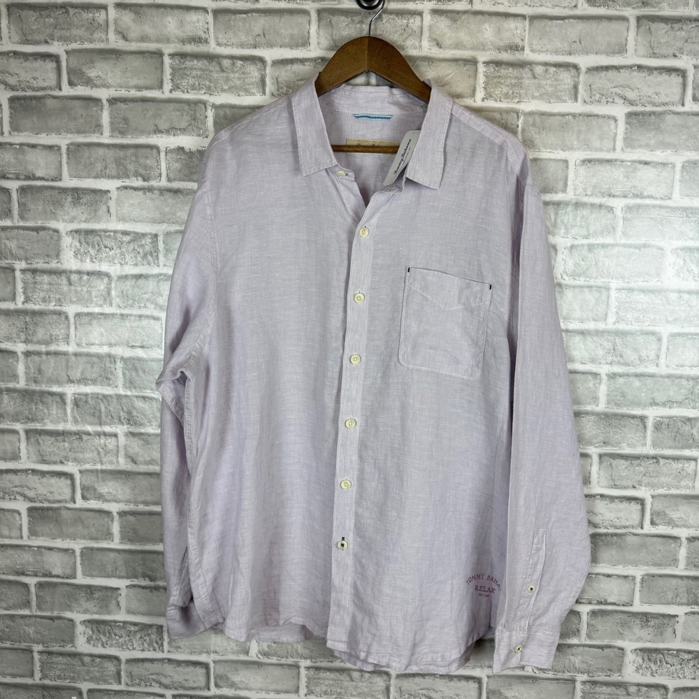 Tommy Bahama Relax Easy Breezer Linen Shirt Loco Lavender TB317967 Mens XL NWT